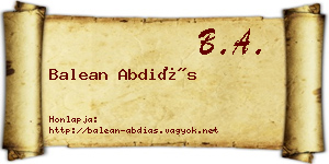 Balean Abdiás névjegykártya